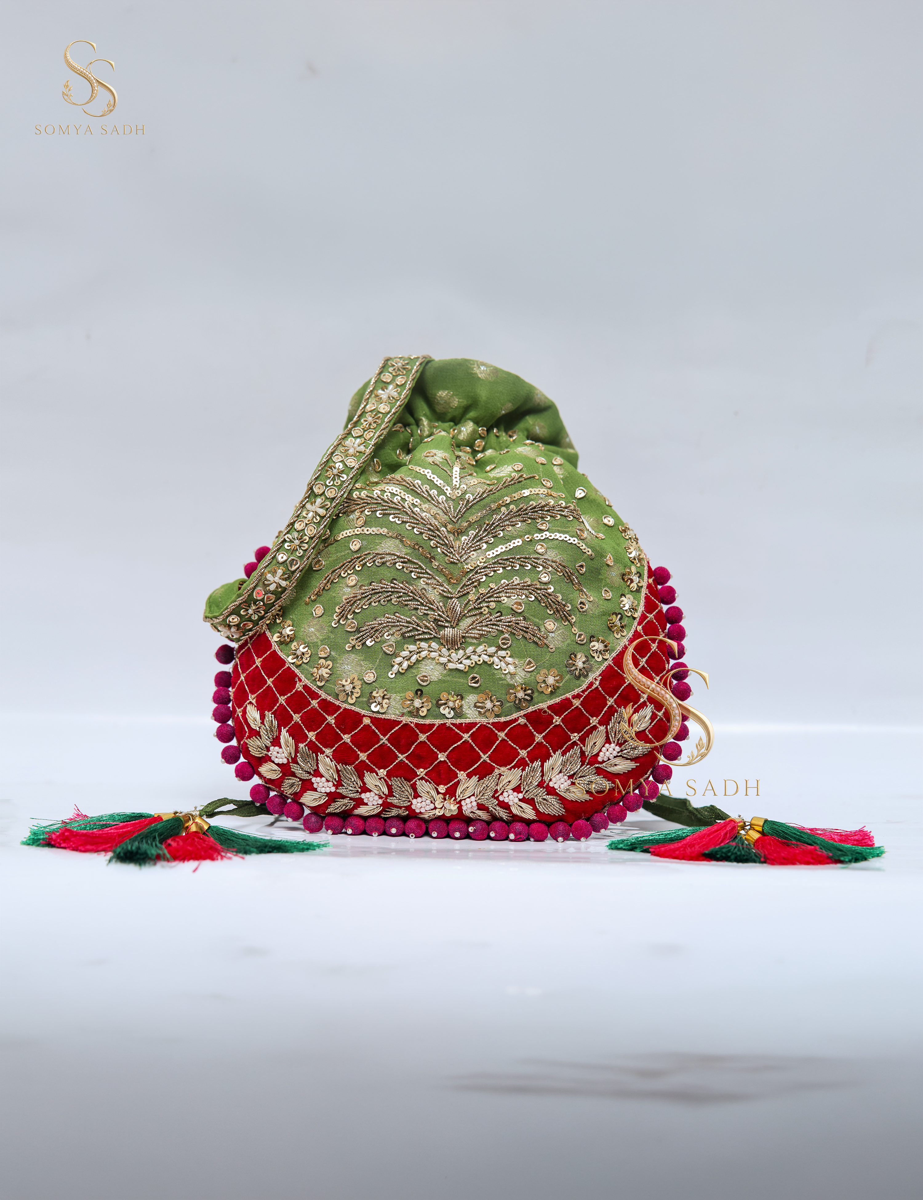 Hariyali Crescent Potli, detail or alternate product view
