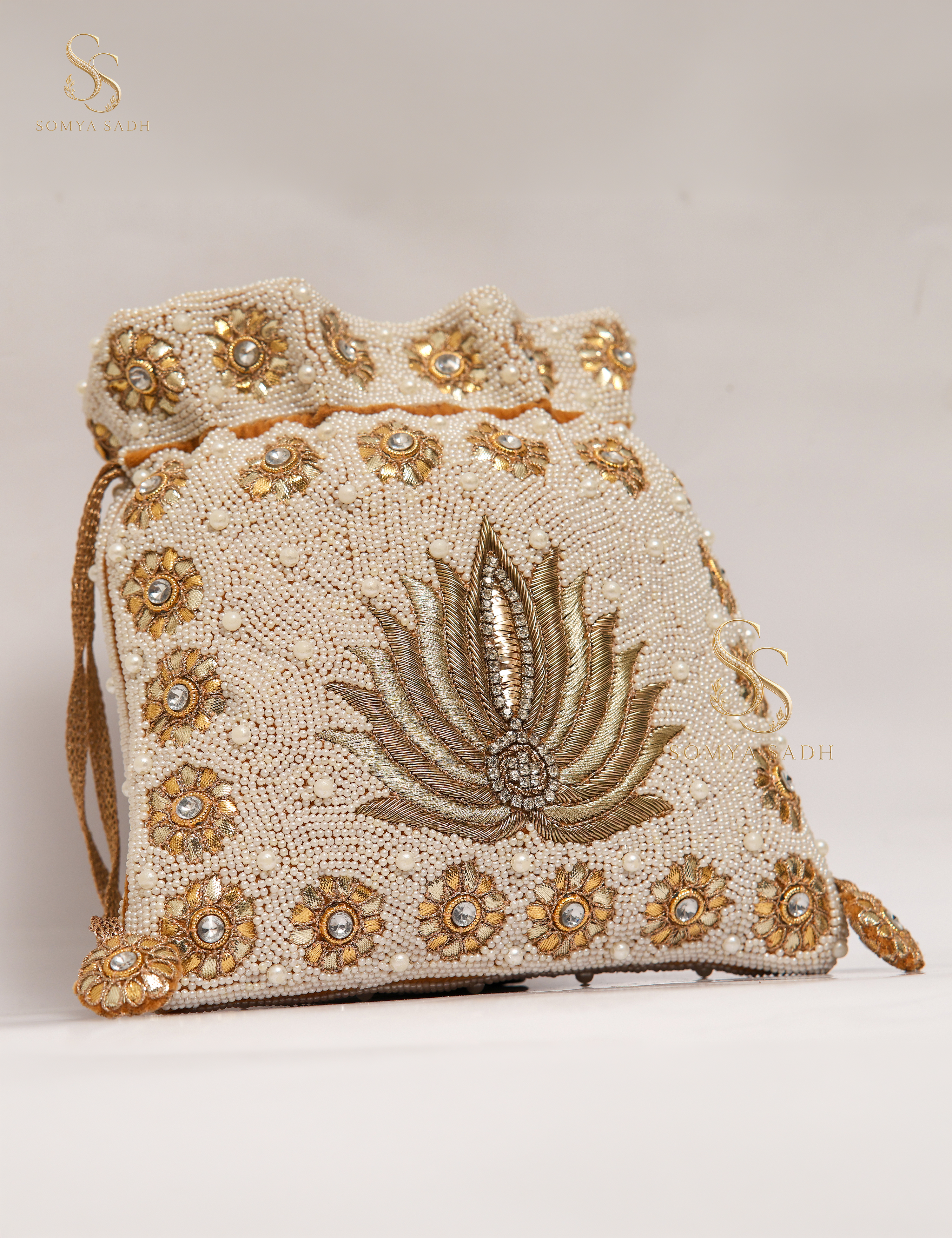 Kamalika Ivory Lotus Potli, detail or alternate product view