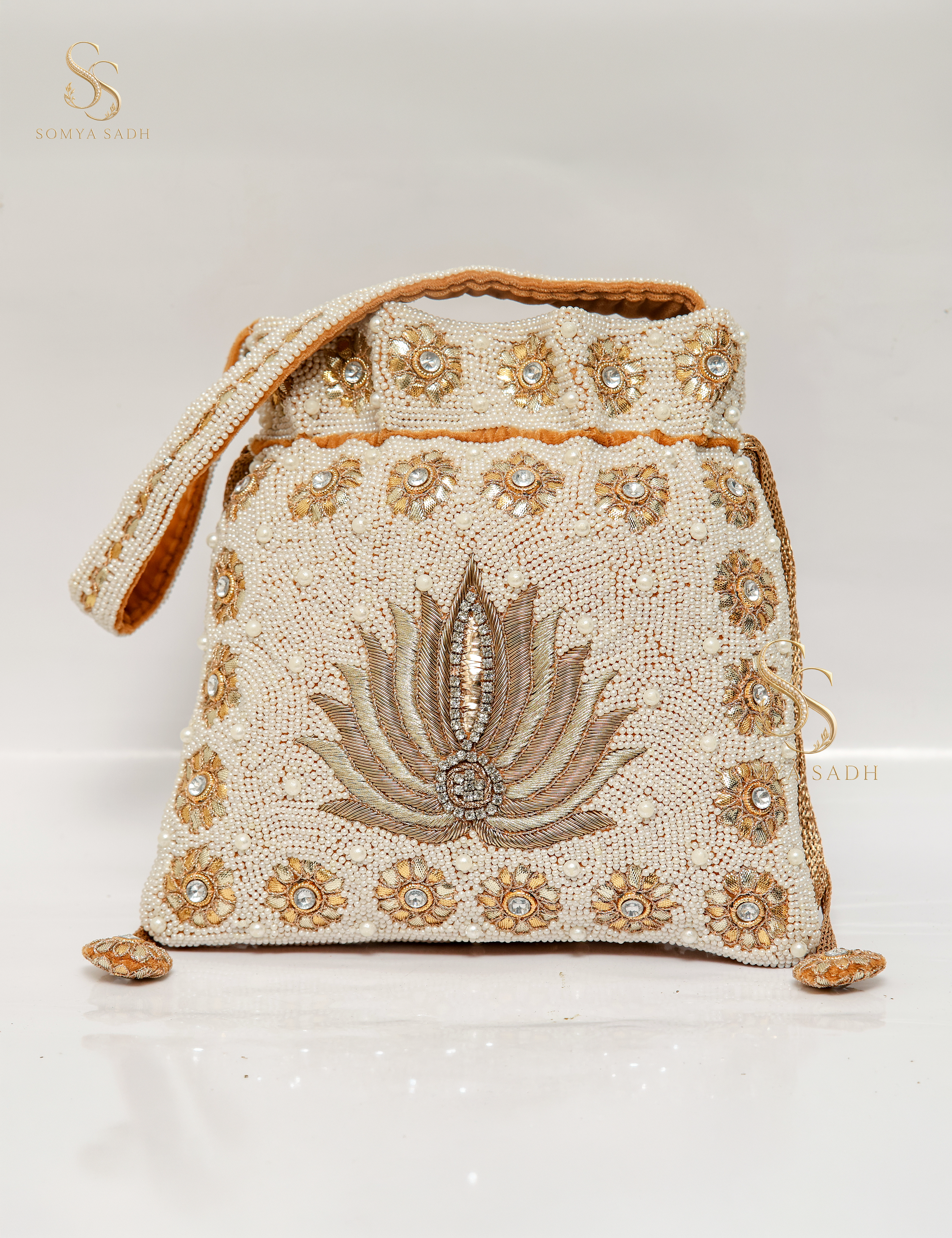 Kamalika Ivory Lotus Potli, detail or alternate product view