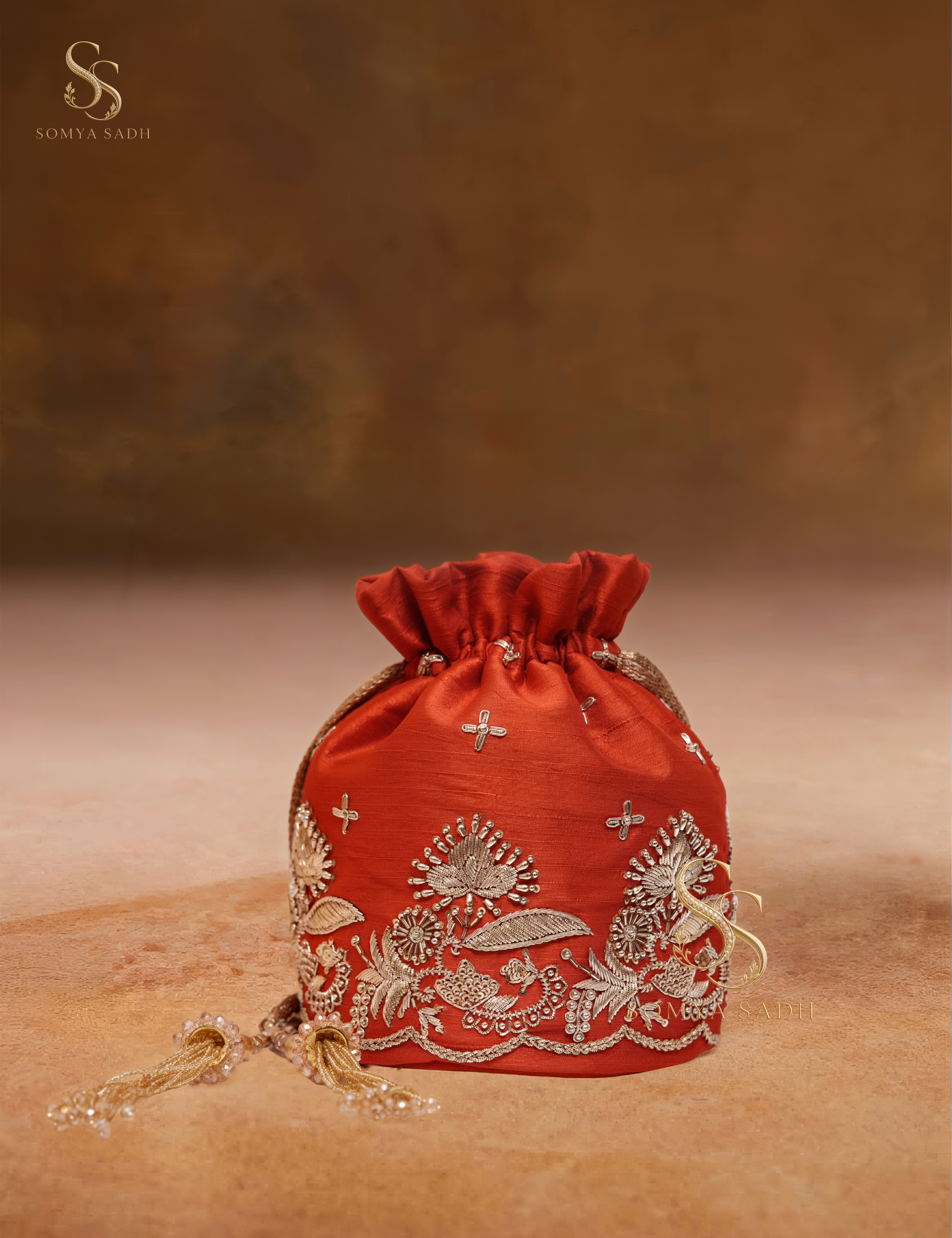 Kesariya Gul Coral Potli, detail or alternate product view
