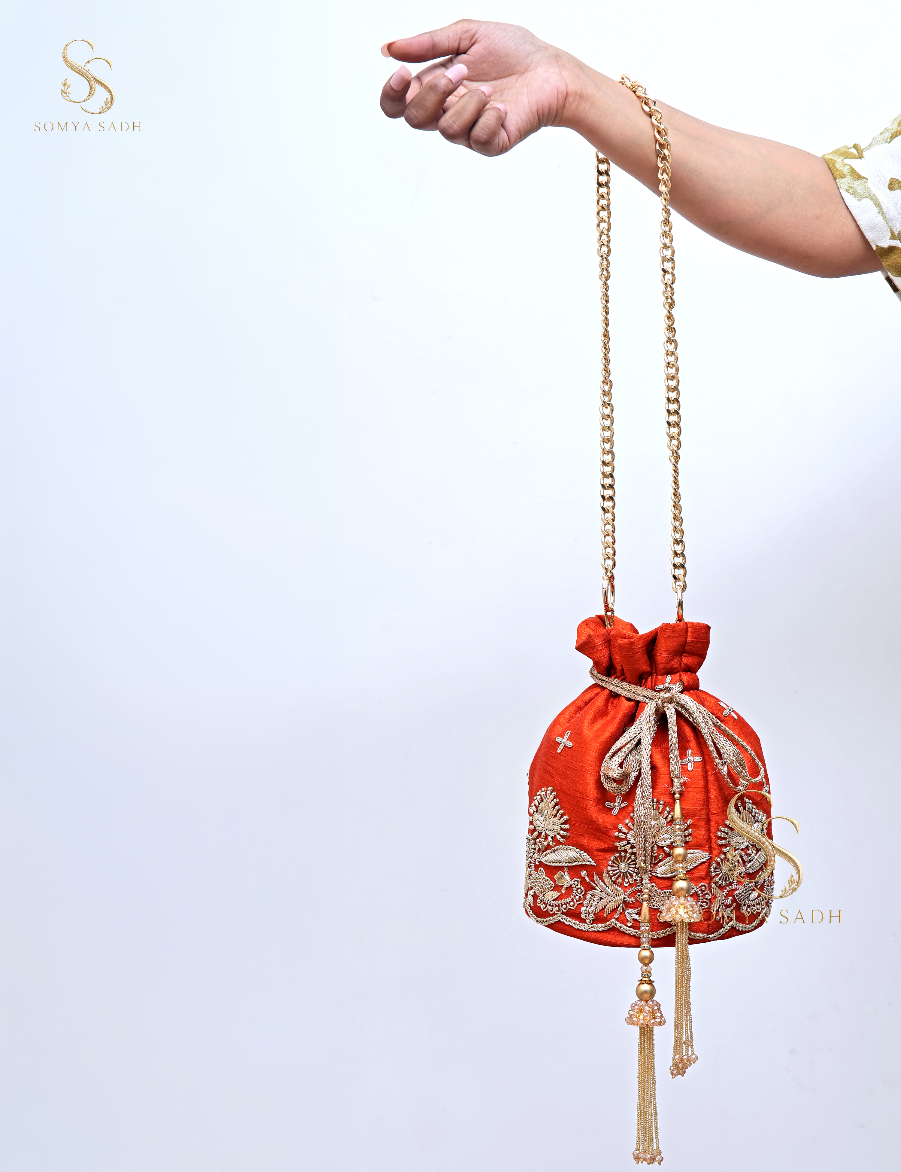 Kesariya Gul Coral Potli, detail or alternate product view