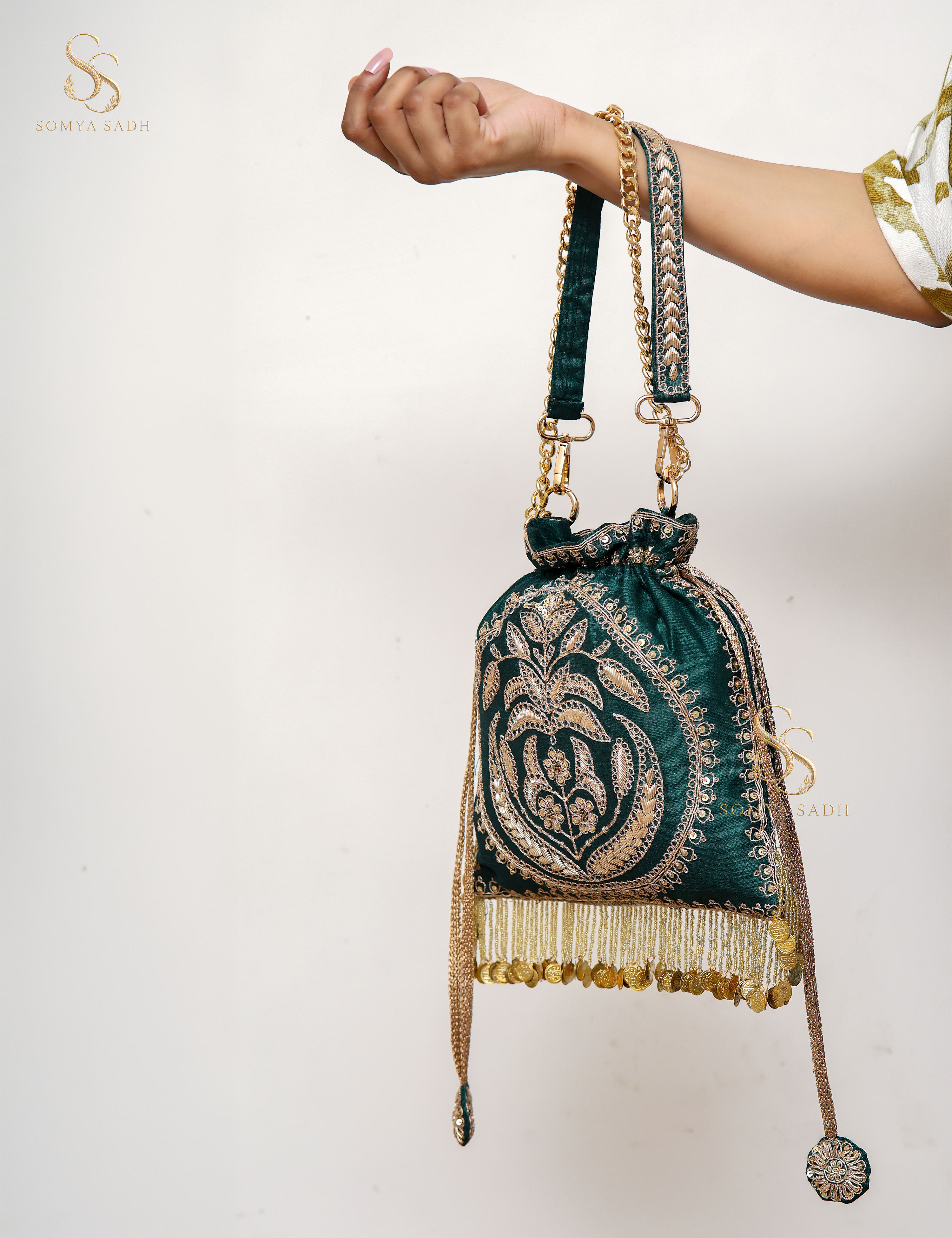 Meher Emerald Crest Potli, detail or alternate product view
