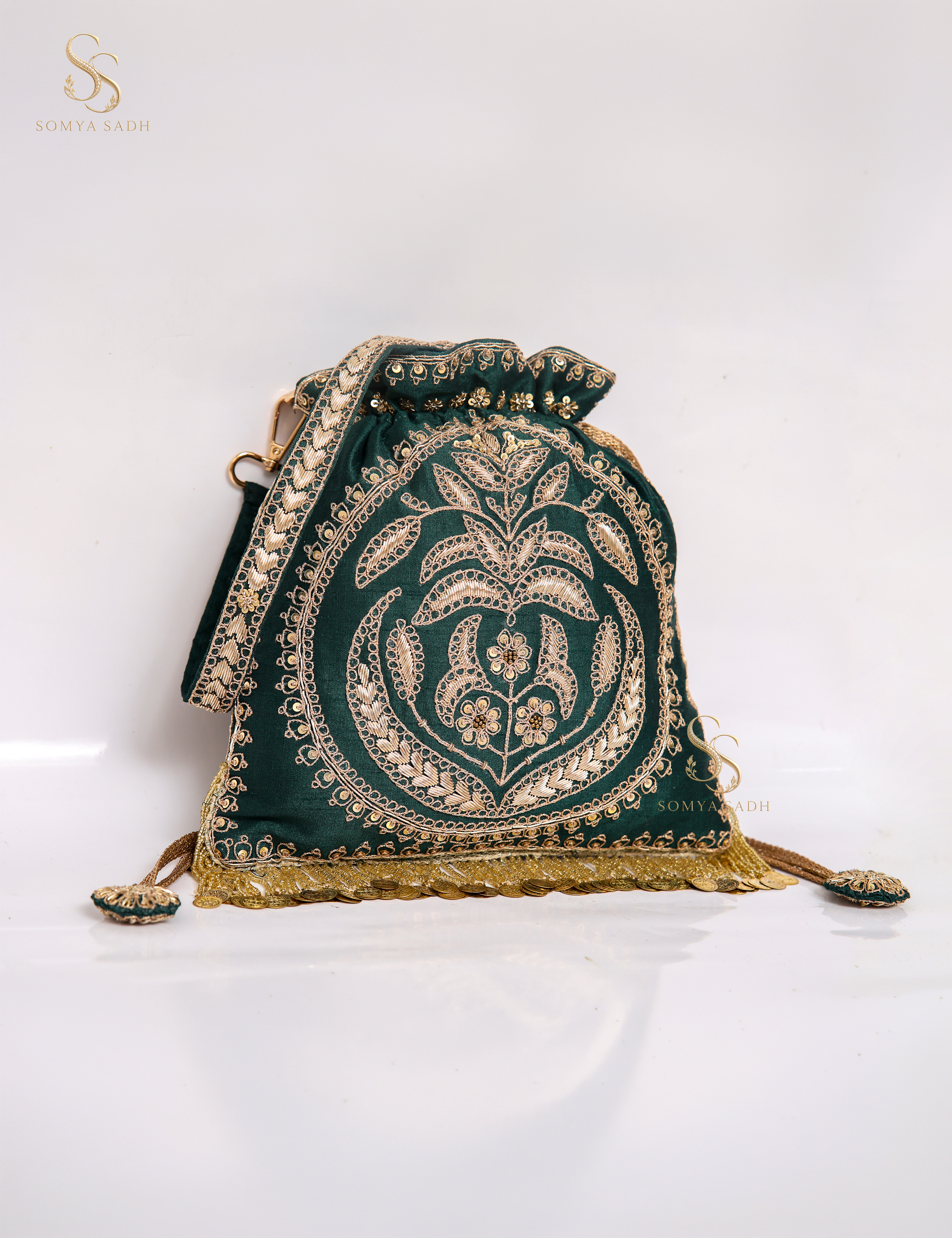 Meher Emerald Crest Potli, detail or alternate product view