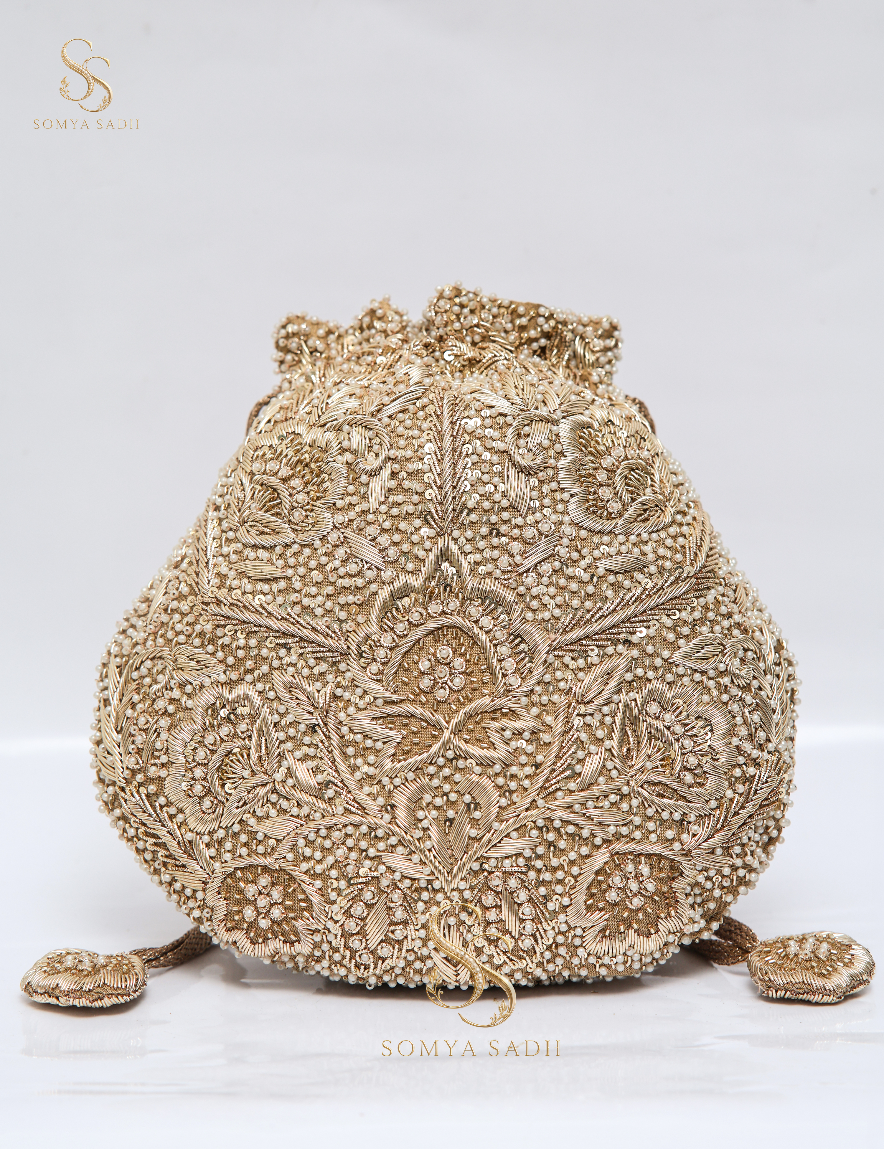 Mogra Ivory Lace Potli, detail or alternate product view