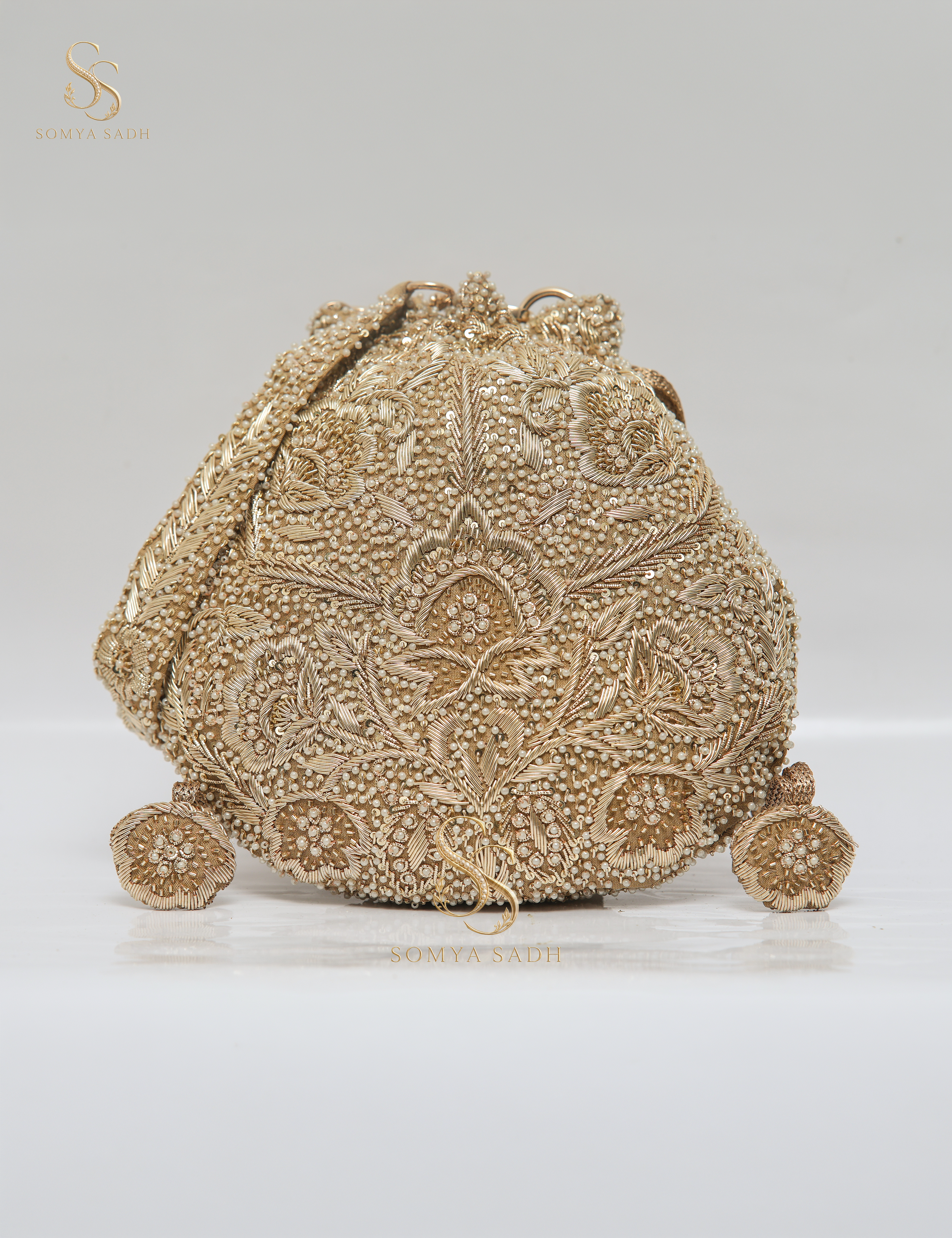 Mogra Ivory Lace Potli, detail or alternate product view