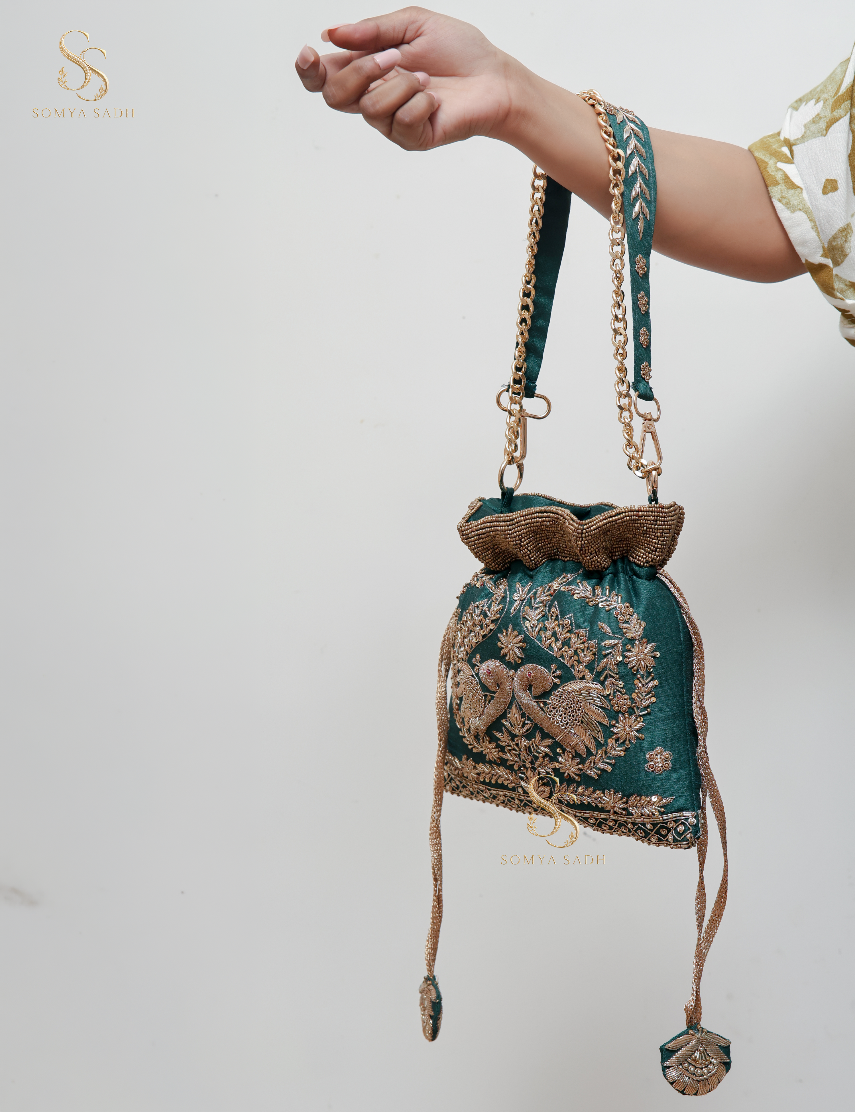 Morni Teal Vine Potli, detail or alternate product view