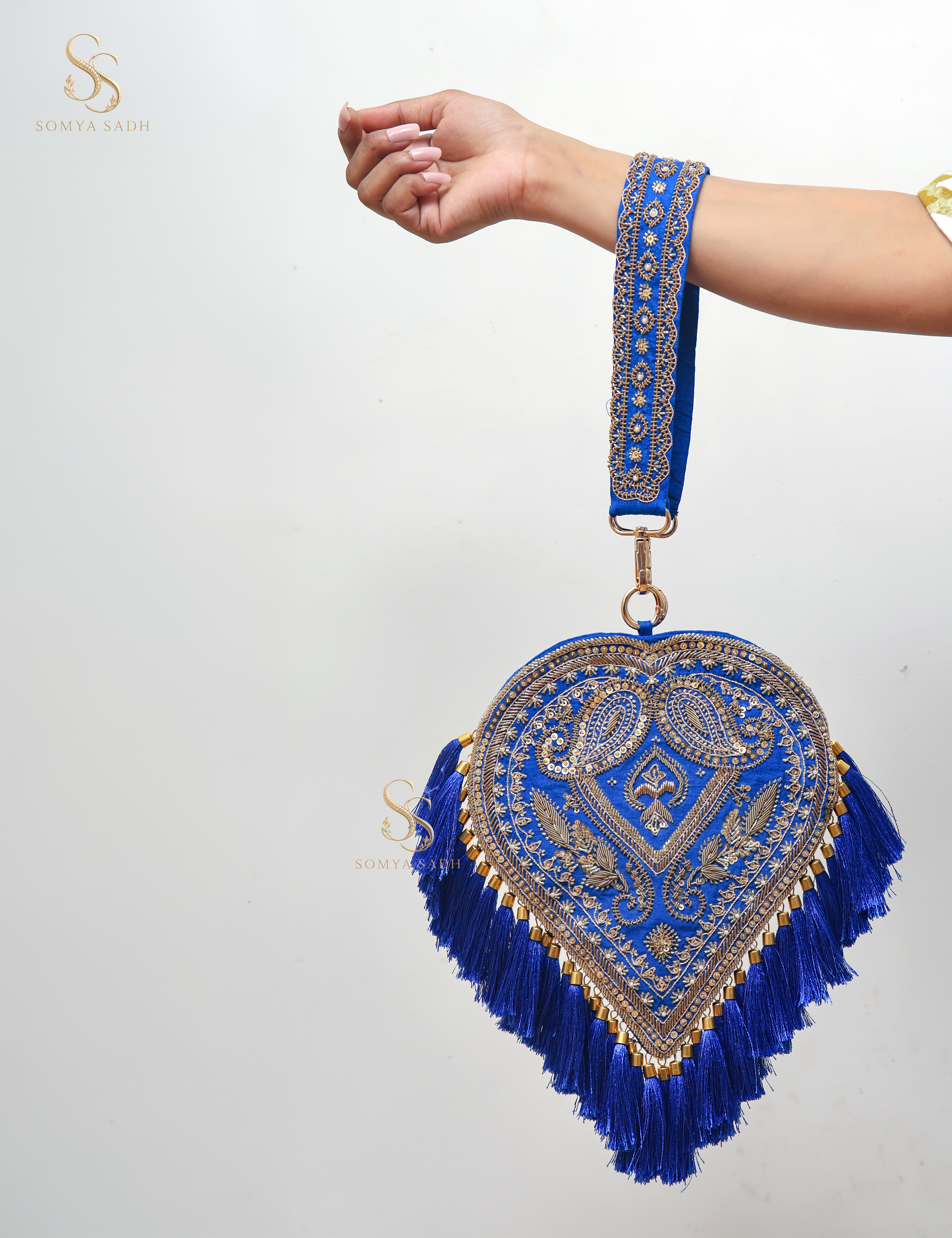 Neelambari Royal Blue Heart Potli, detail or alternate product view