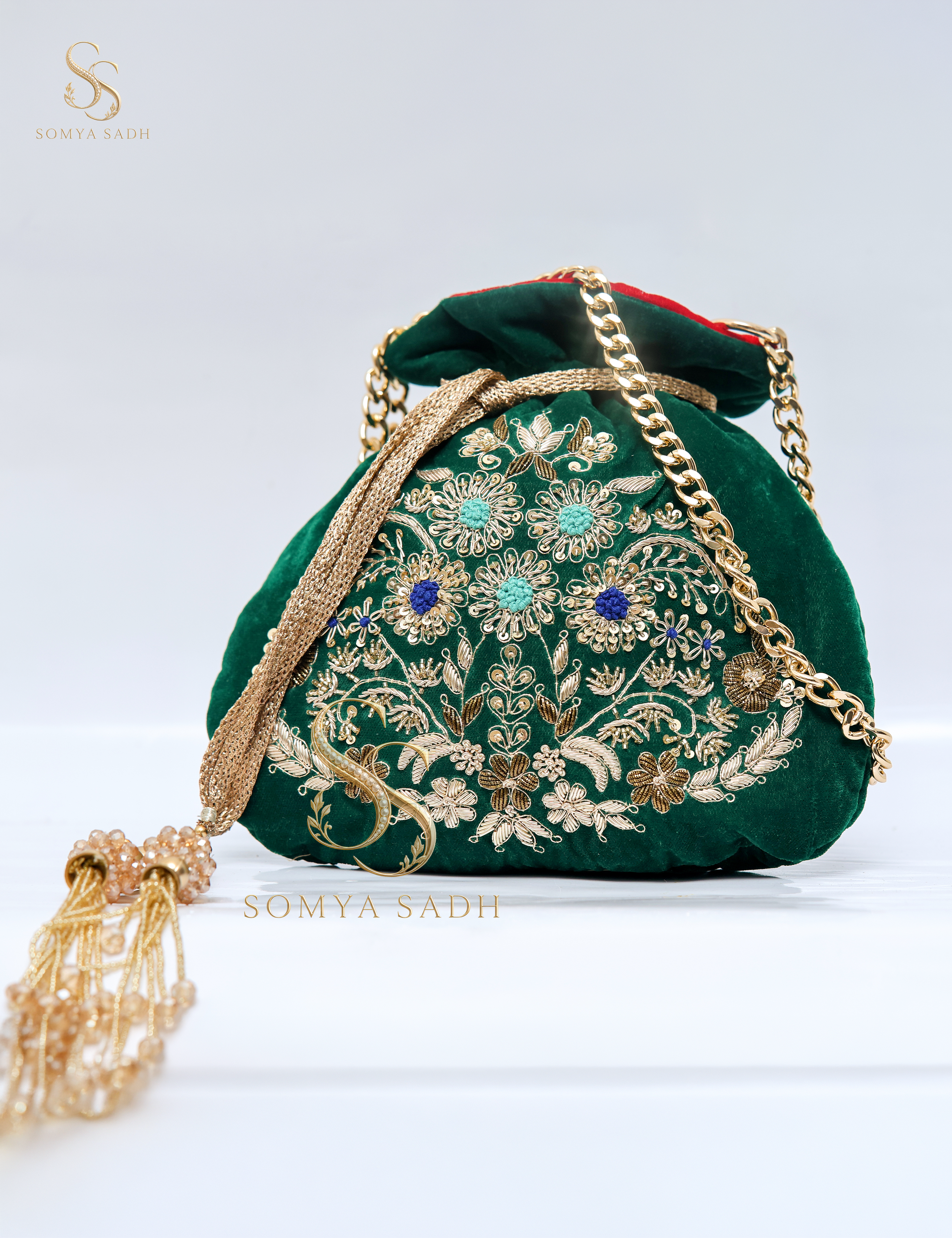 Panna Bagh Emerald Potli, detail or alternate product view