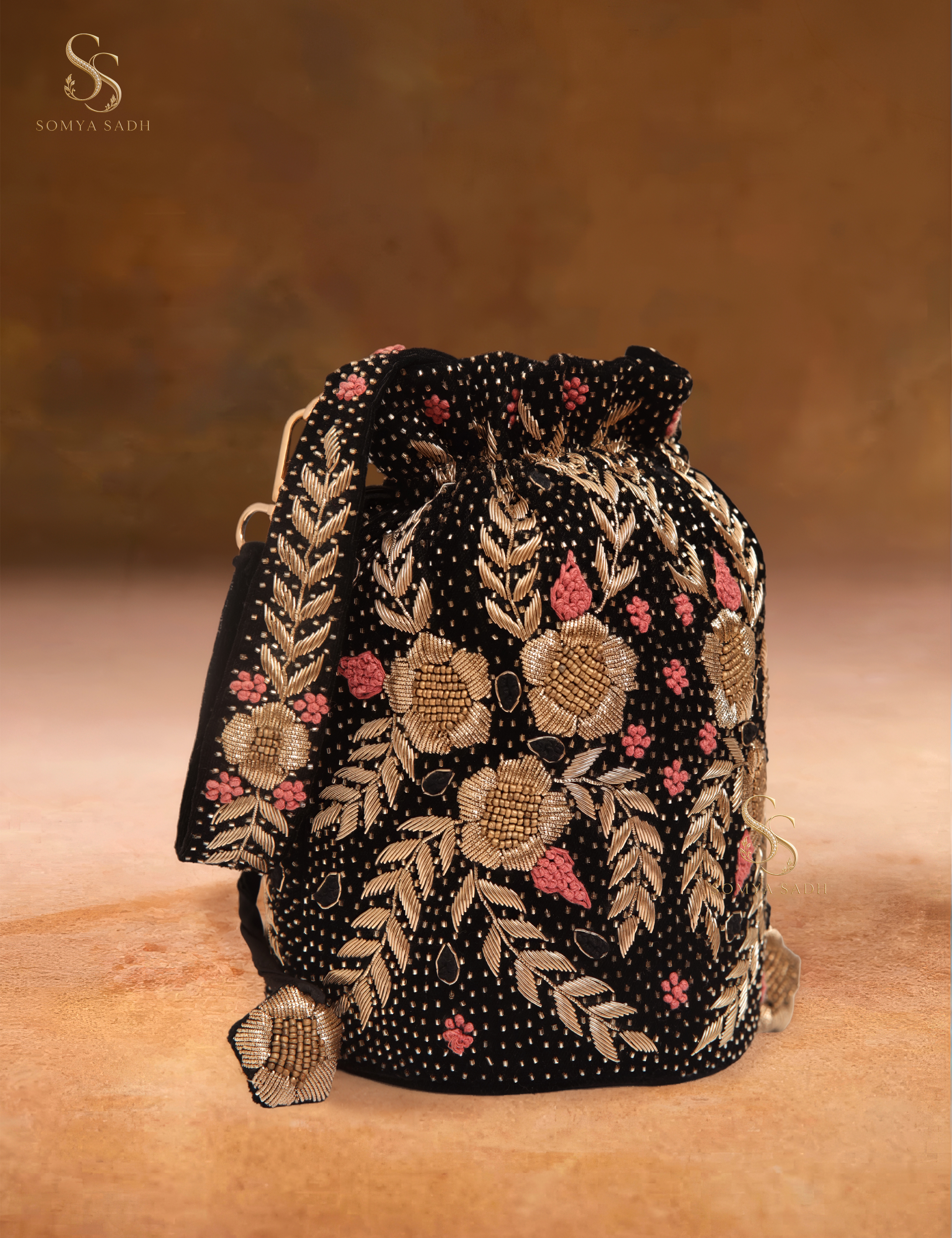 Raat Rani Black Garden Potli, detail or alternate product view