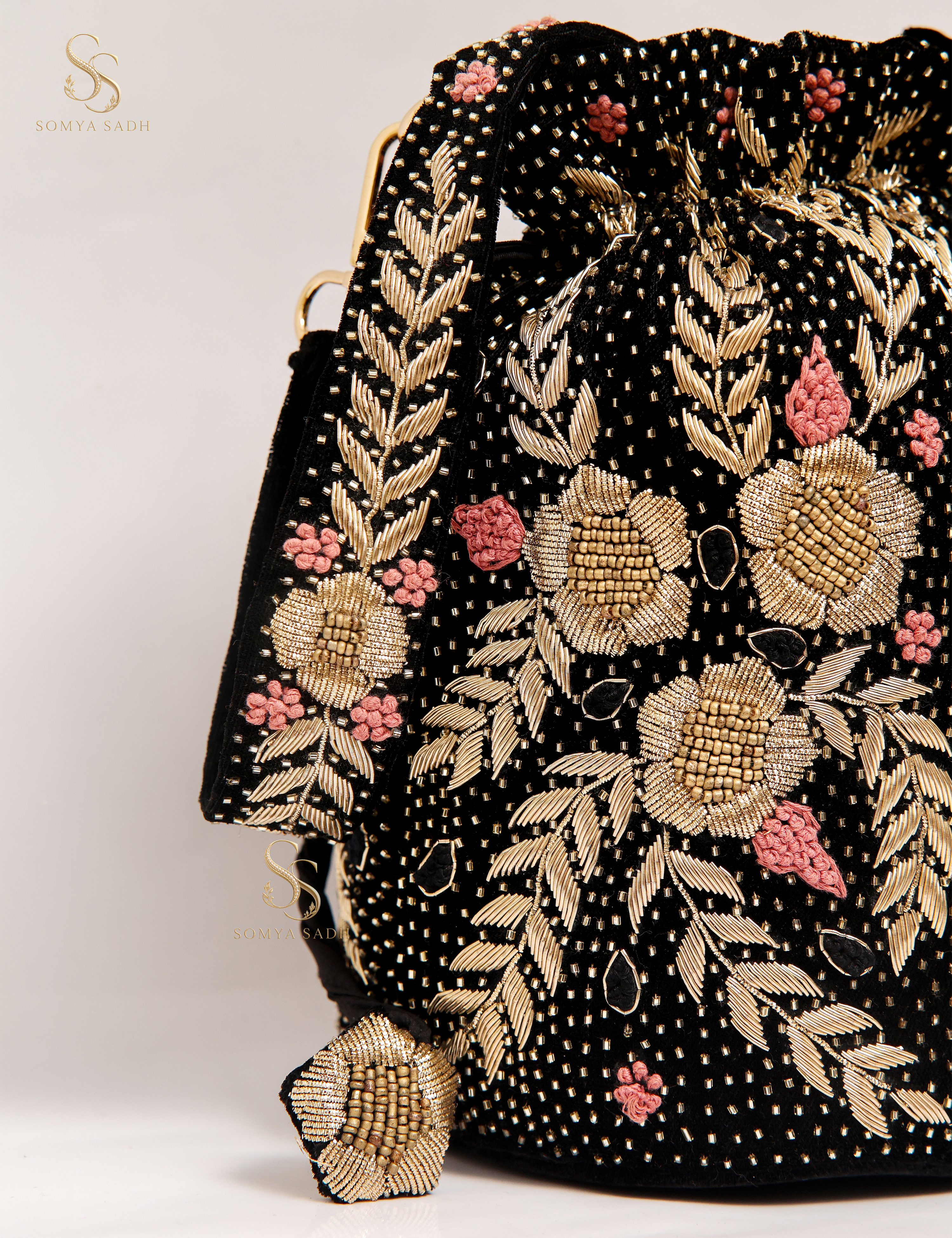 Raat Rani Black Garden Potli, detail or alternate product view