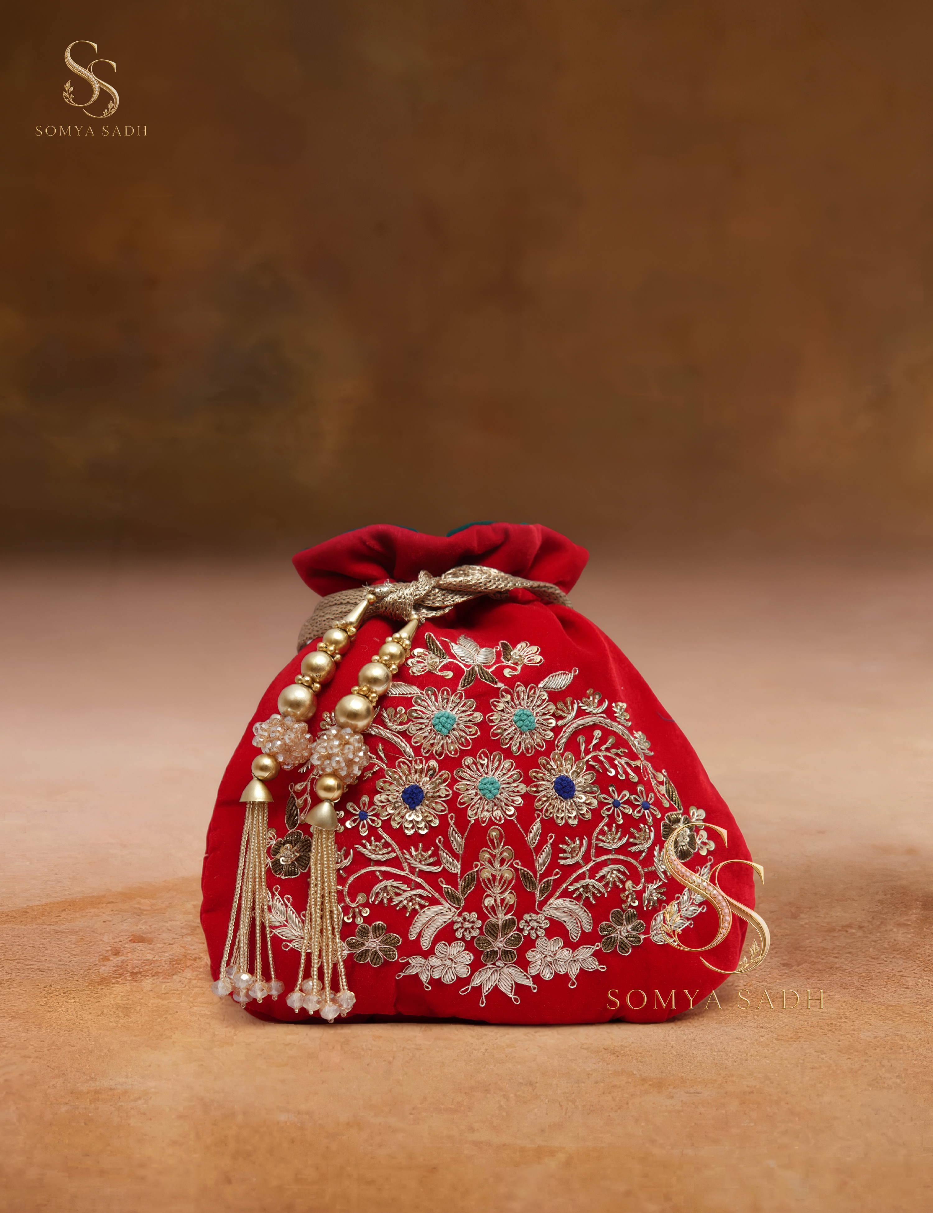 Rani Gul Red Bouquet Potli, detail or alternate product view