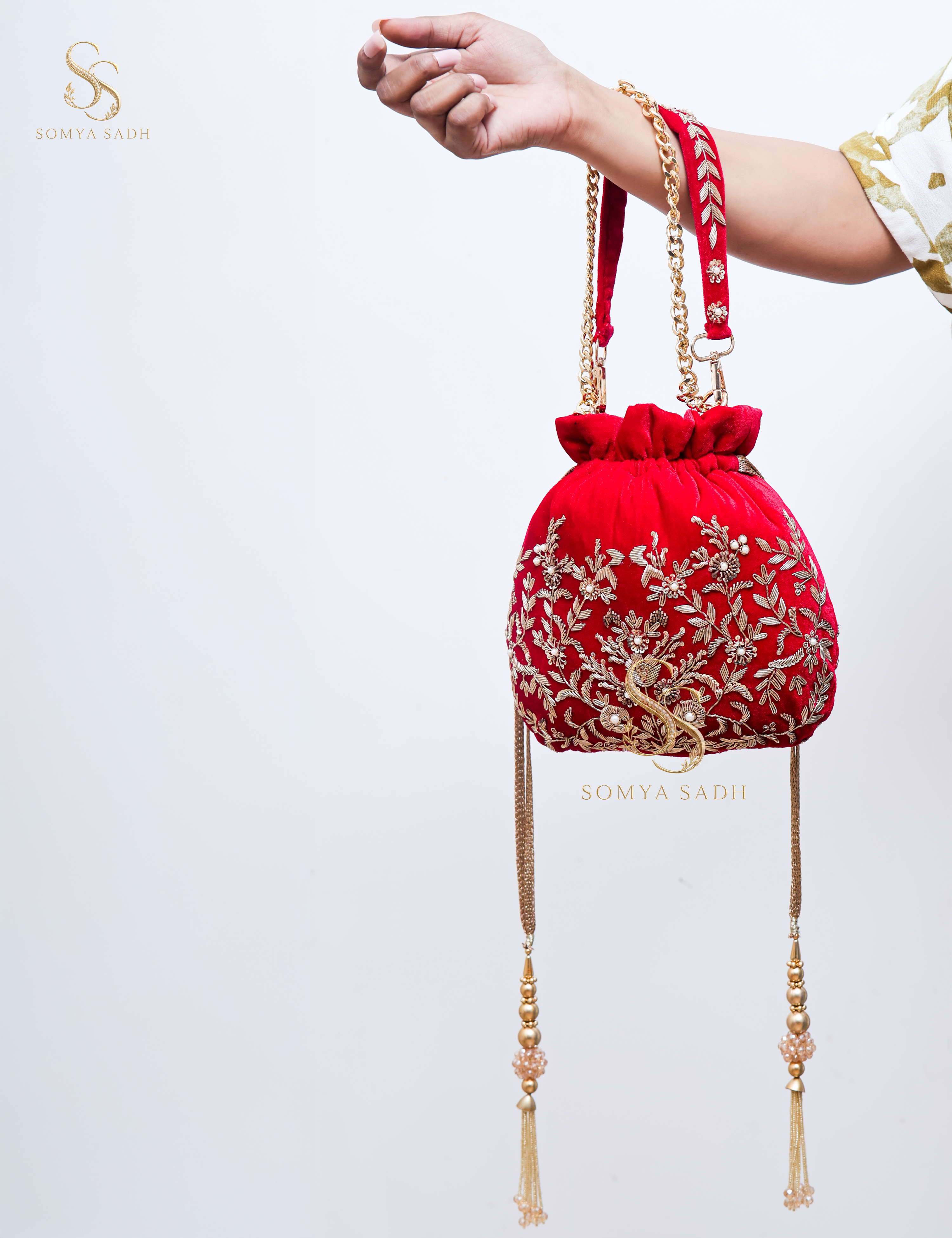 Rani Gul Red Bouquet Potli, detail or alternate product view