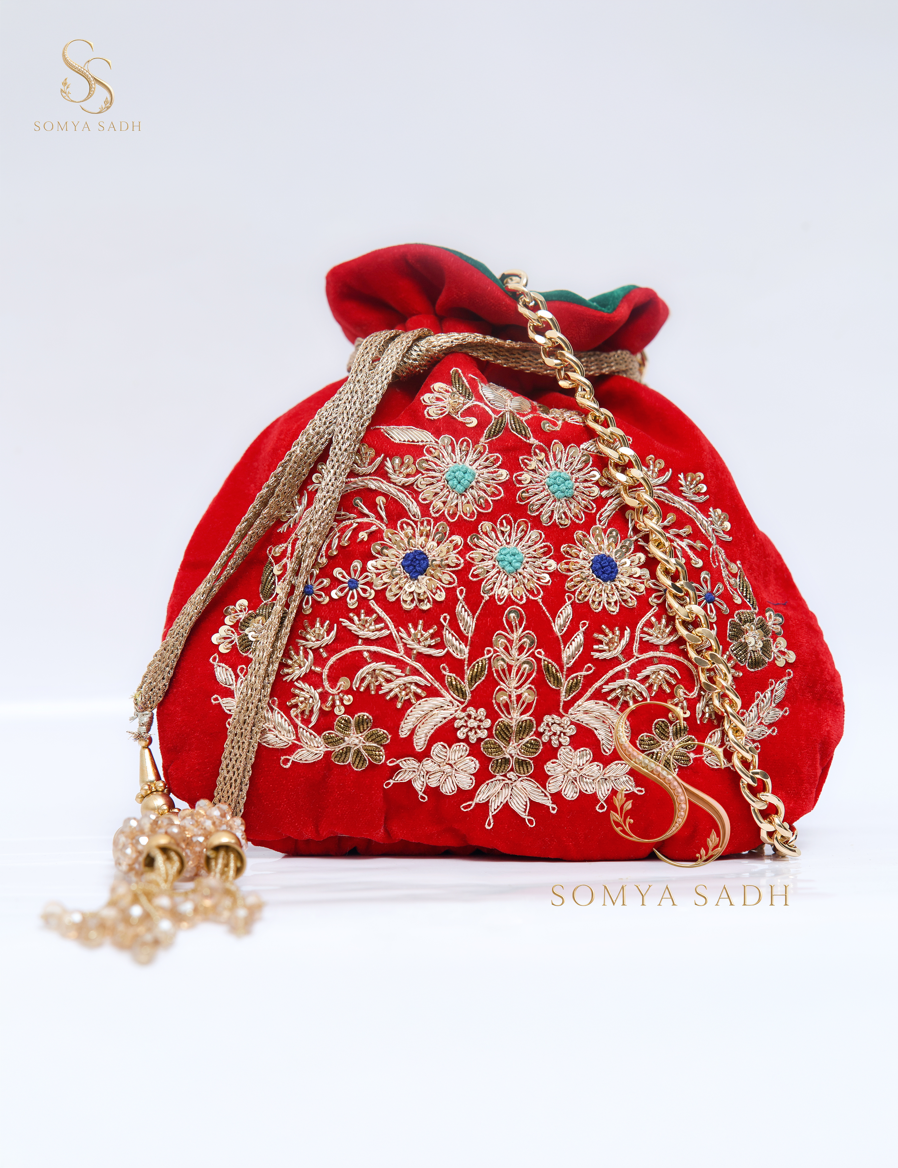 Rani Gul Red Bouquet Potli, detail or alternate product view