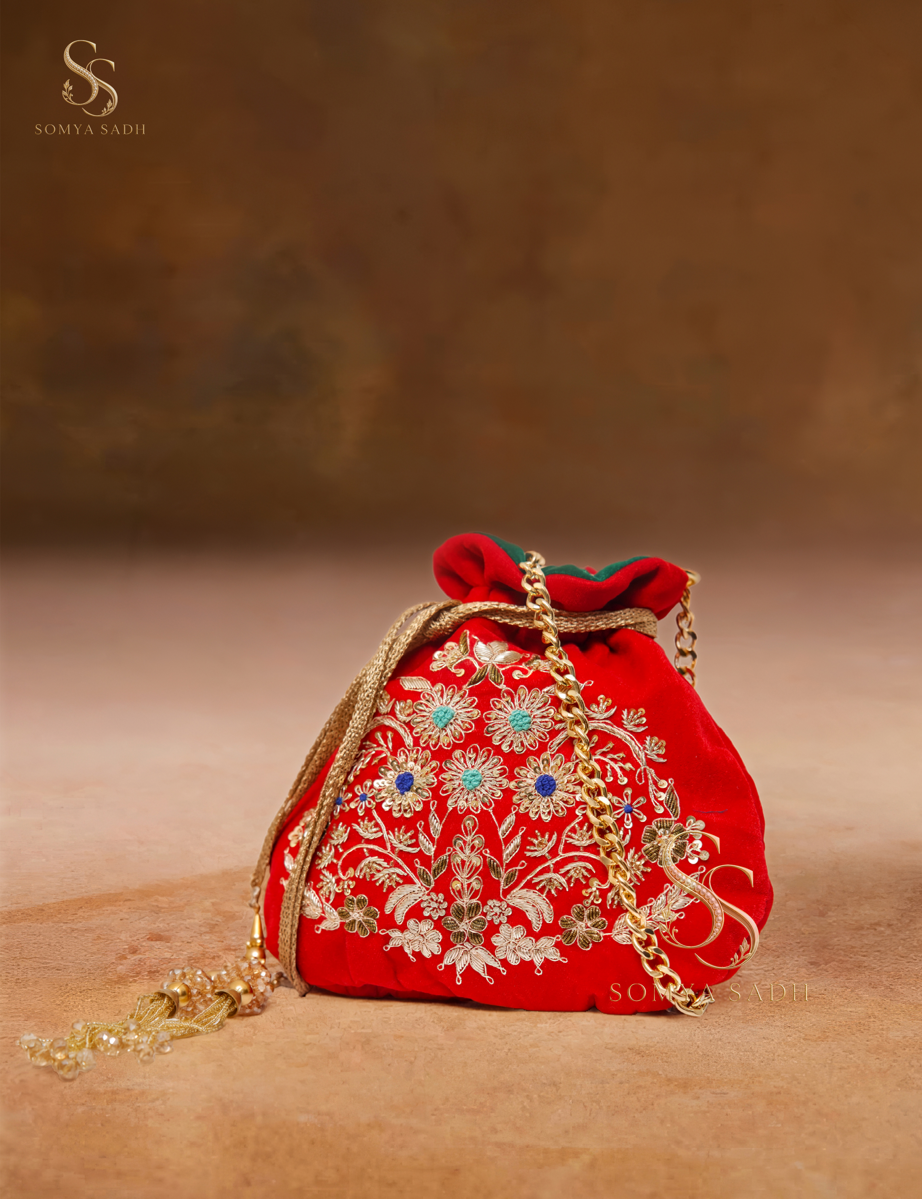 Rani Gul Red Bouquet Potli, detail or alternate product view
