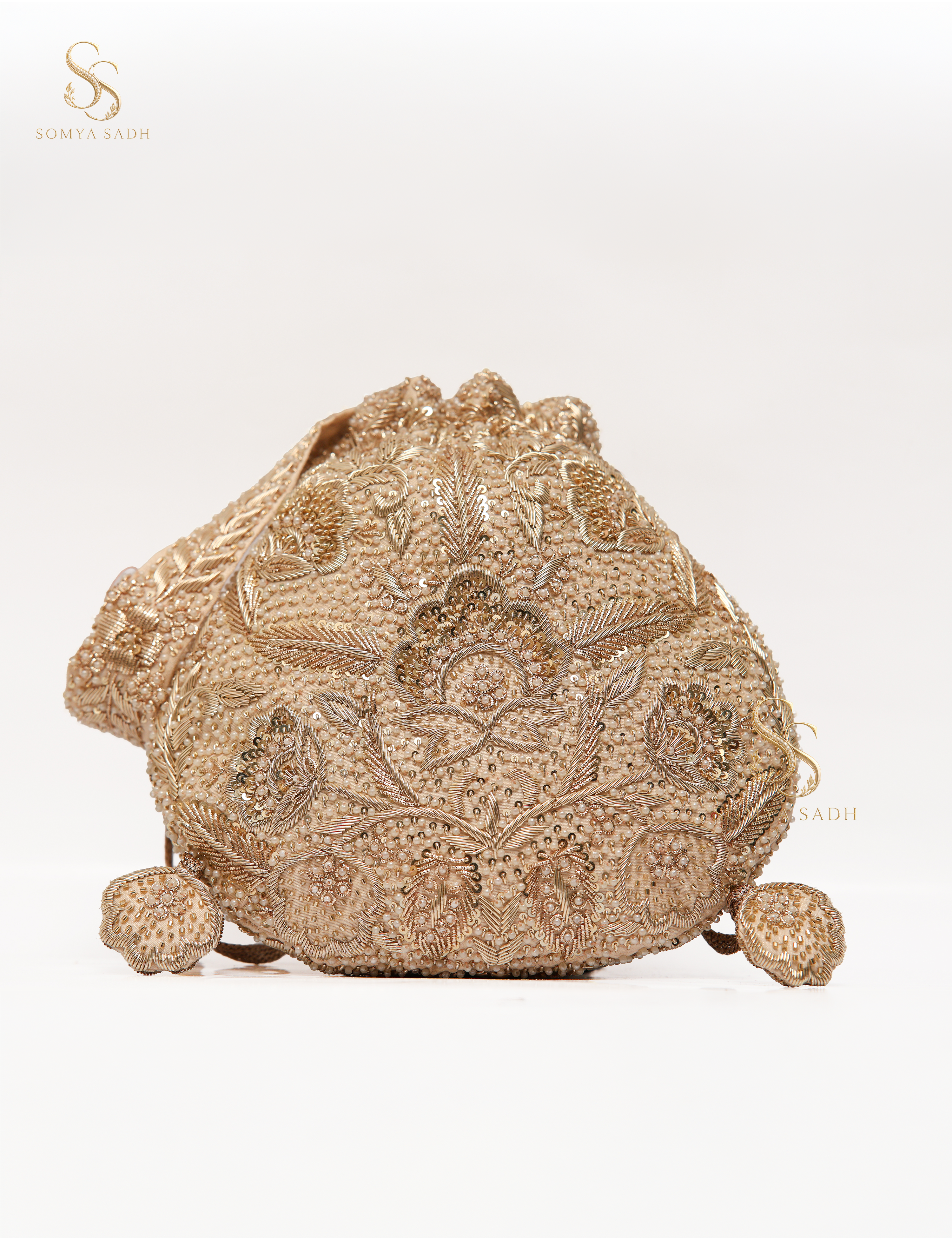 Ruhani Champagne Paisley Potli, main product view