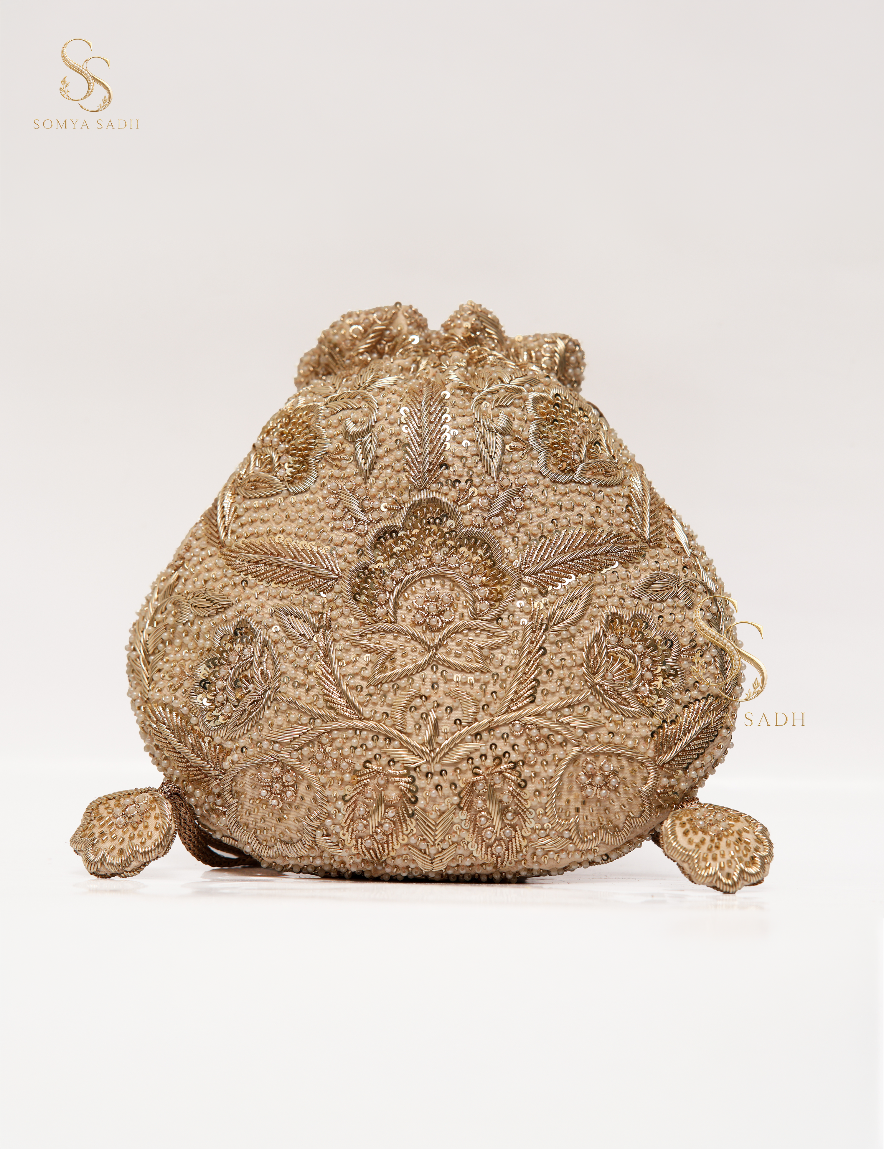Ruhani Champagne Paisley Potli, detail or alternate product view