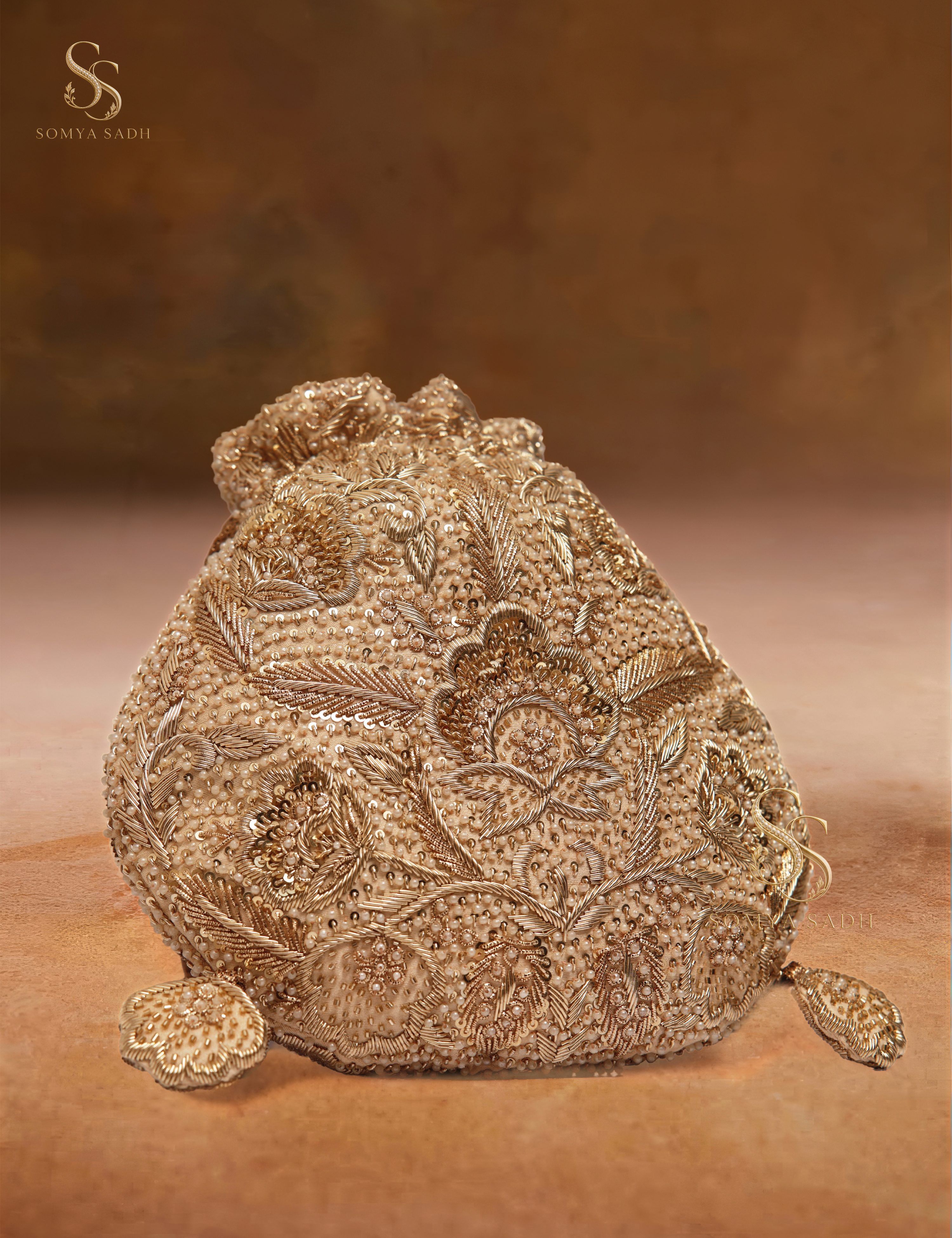 Ruhani Champagne Paisley Potli, detail or alternate product view