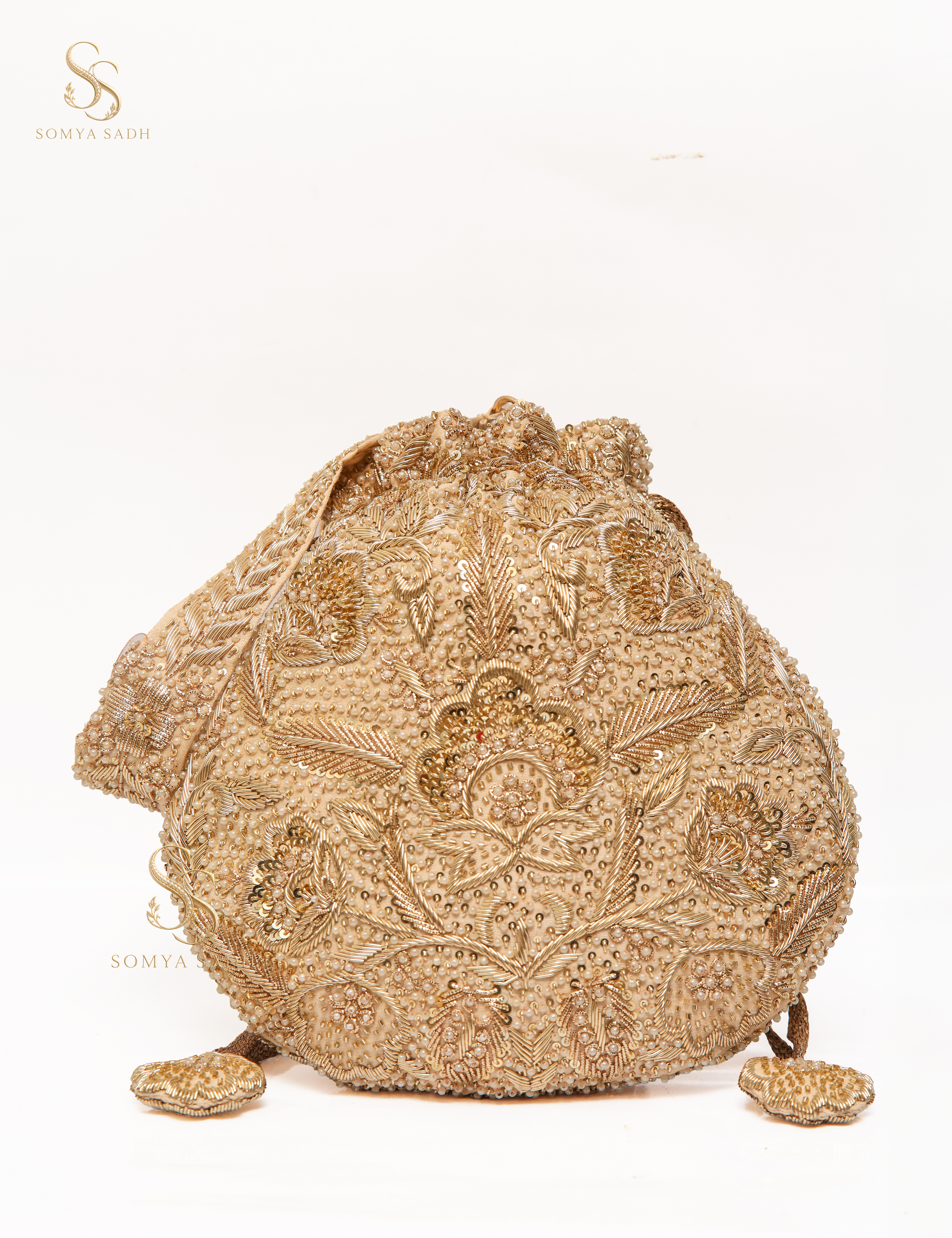 Ruhani Champagne Paisley Potli, detail or alternate product view