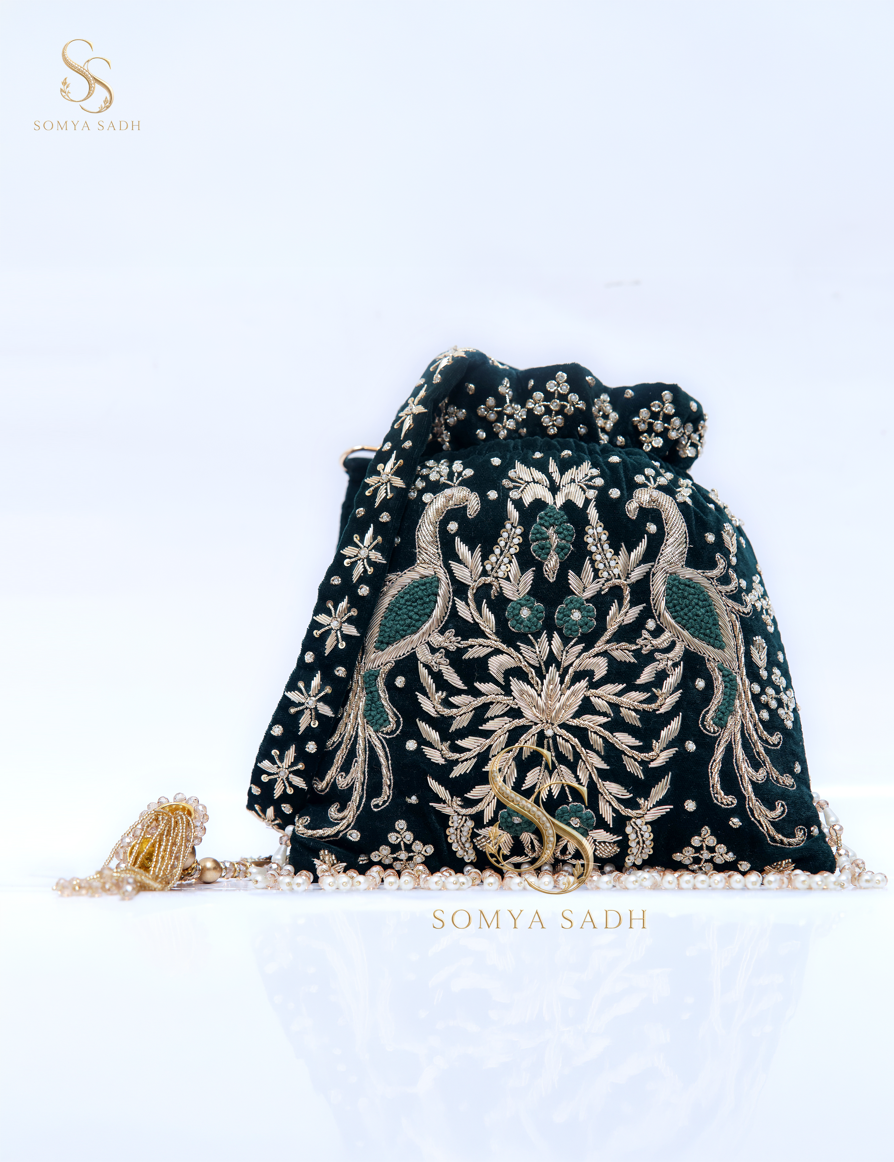 Siyahi Gul Black Floral Potli, main product view