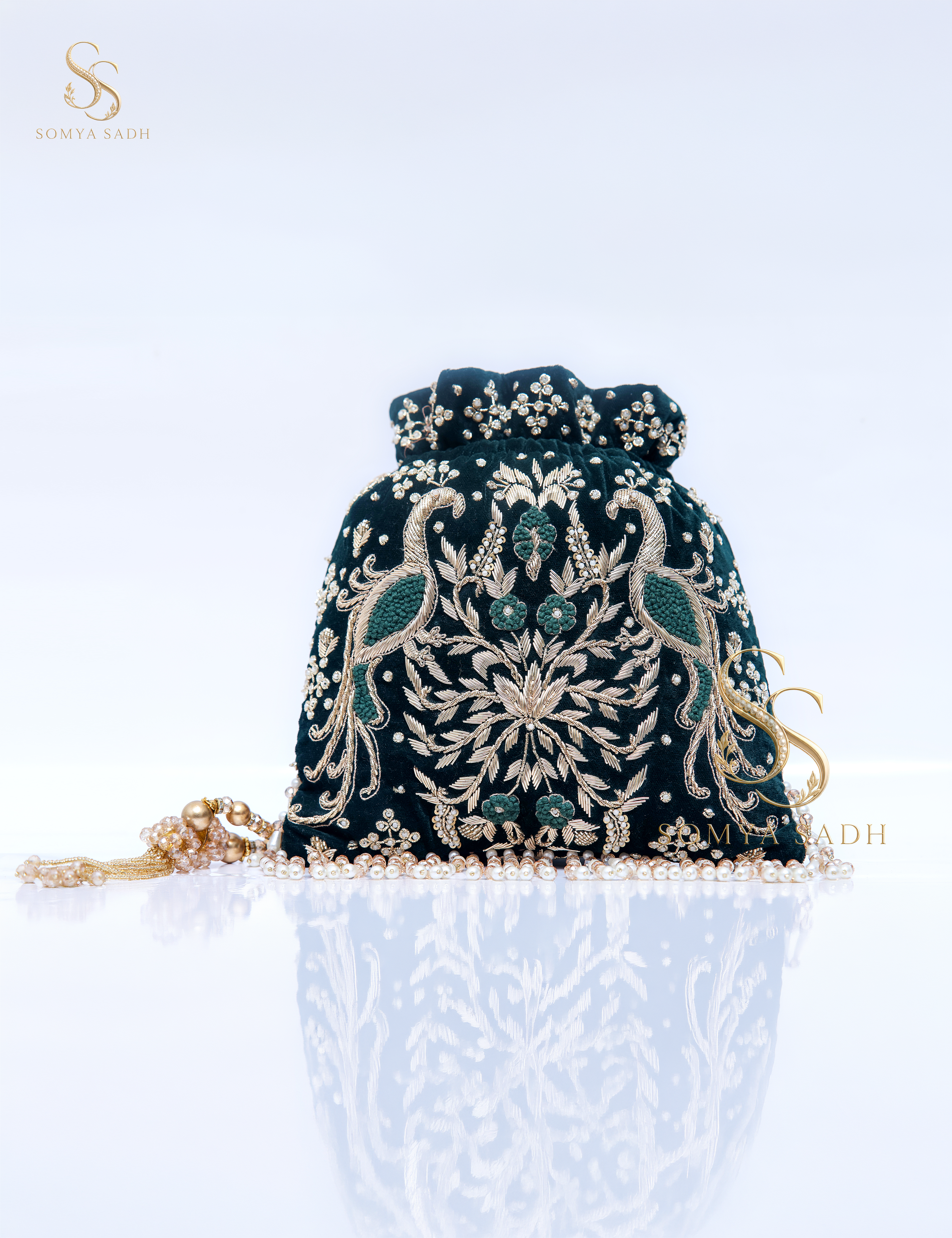 Siyahi Gul Black Floral Potli, detail or alternate product view