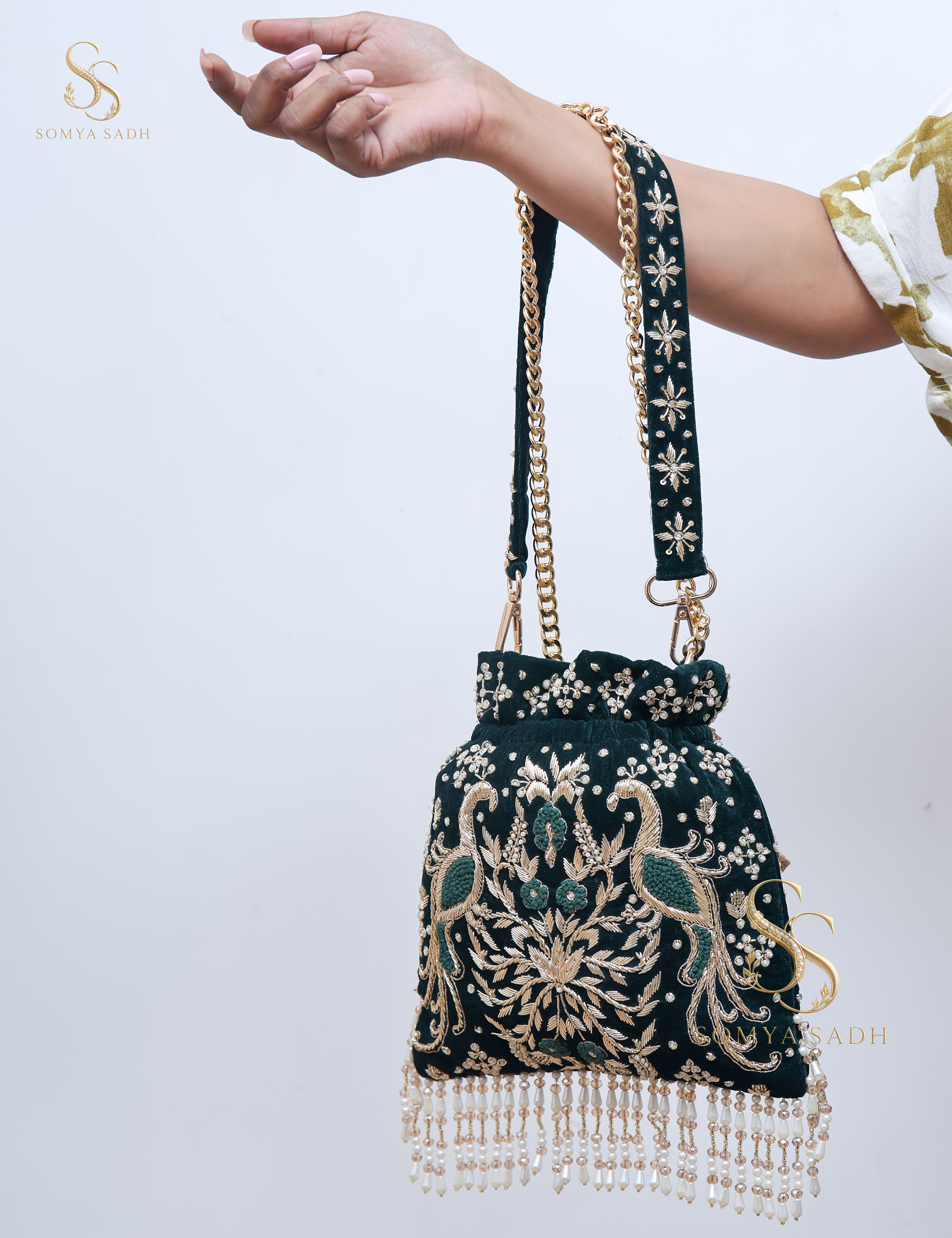 Siyahi Gul Black Floral Potli, detail or alternate product view